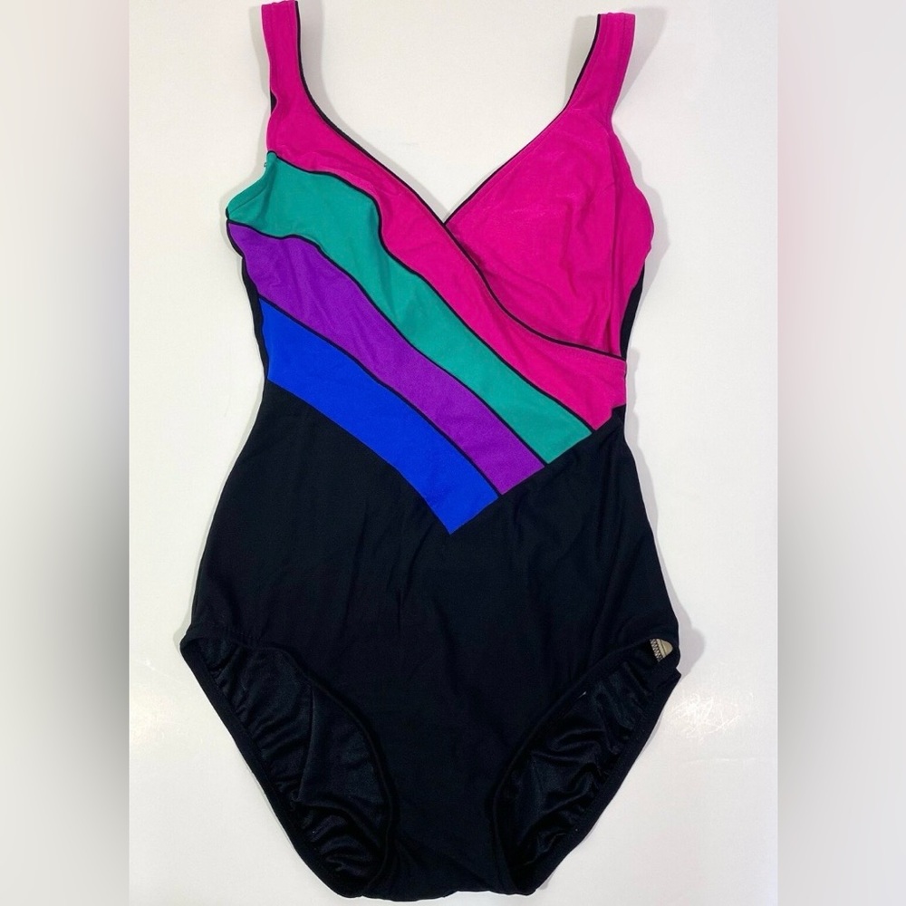 Women’s vintage 80s/90s Longitude One piece Swimsuit- Sz 12 Tall Medium